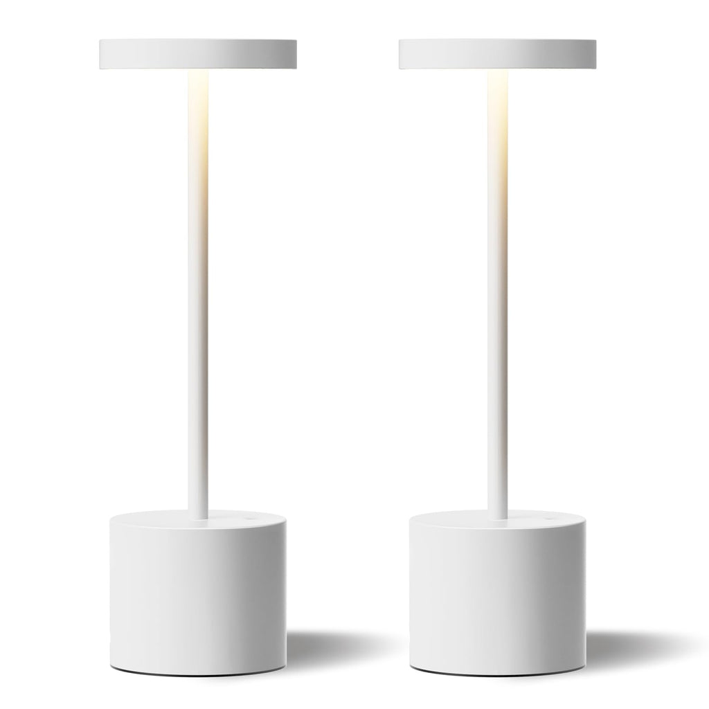 Black Cordless Table Lamp, 4000mAh Rechargeable Battery Powered Lamps, 3 Color Stepless Dimming, LED Wireless Outdoor Lamps for Dining Room, Bedroom, Bar, Cafe, Restaurant, Patio, Camping, Set of 2