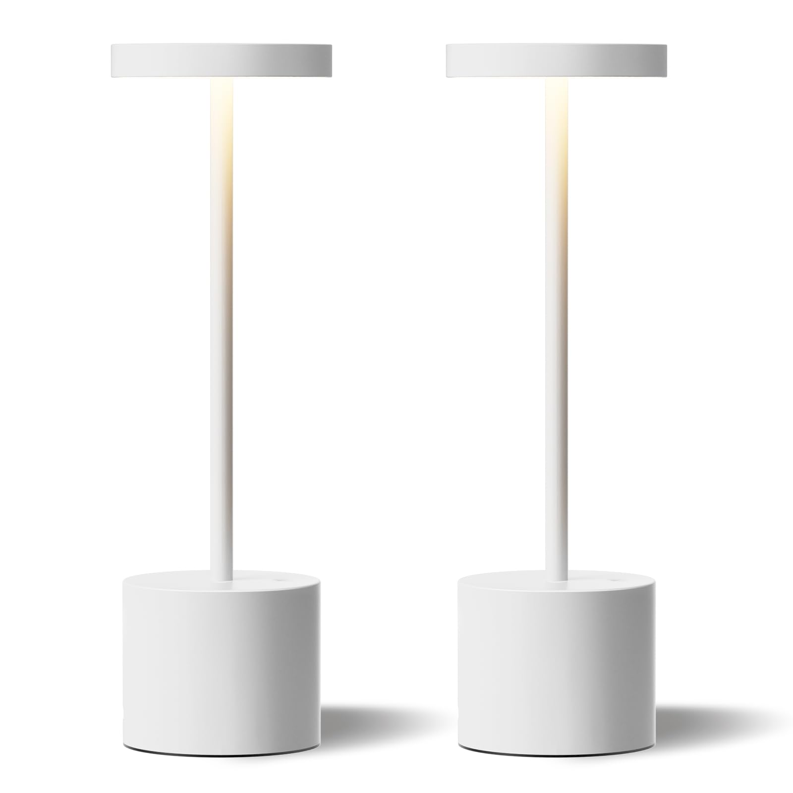 Black Cordless Table Lamp, 4000mAh Rechargeable Battery Powered Lamps, 3 Color Stepless Dimming, LED Wireless Outdoor Lamps for Dining Room, Bedroom, Bar, Cafe, Restaurant, Patio, Camping, Set of 2
