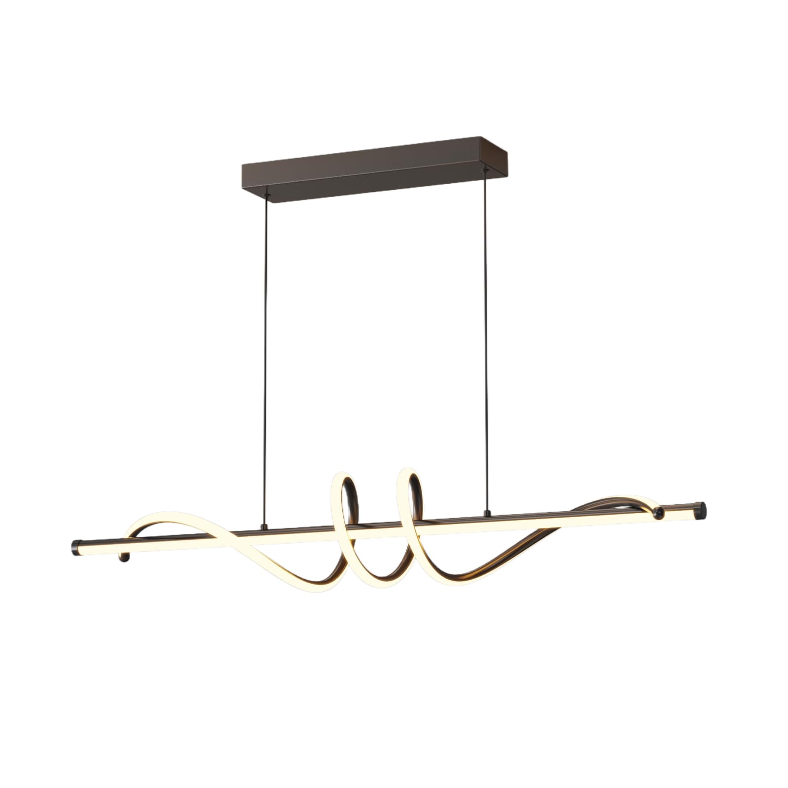 Modern Ceiling Pendant Light,47in LED Black Linear Ceiling Chandelier Light Dining Room,Living Room,Warm & Cool, Neutral Light,Aluminum Island Lighting Hanging Pendant Light for Kitchen