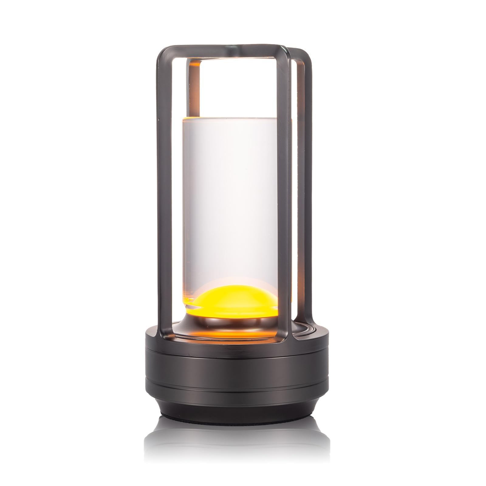 HAPYGI Portable Metal Table Lamp for Indoor/Outdoor,Rechargeable Cordless LED Lamp, 3-Colour Infinitely Dimming Battery Powered Small Desk Lamp, Restaurant/Bedroom/Bar/Coffee/Camping Light (Black)