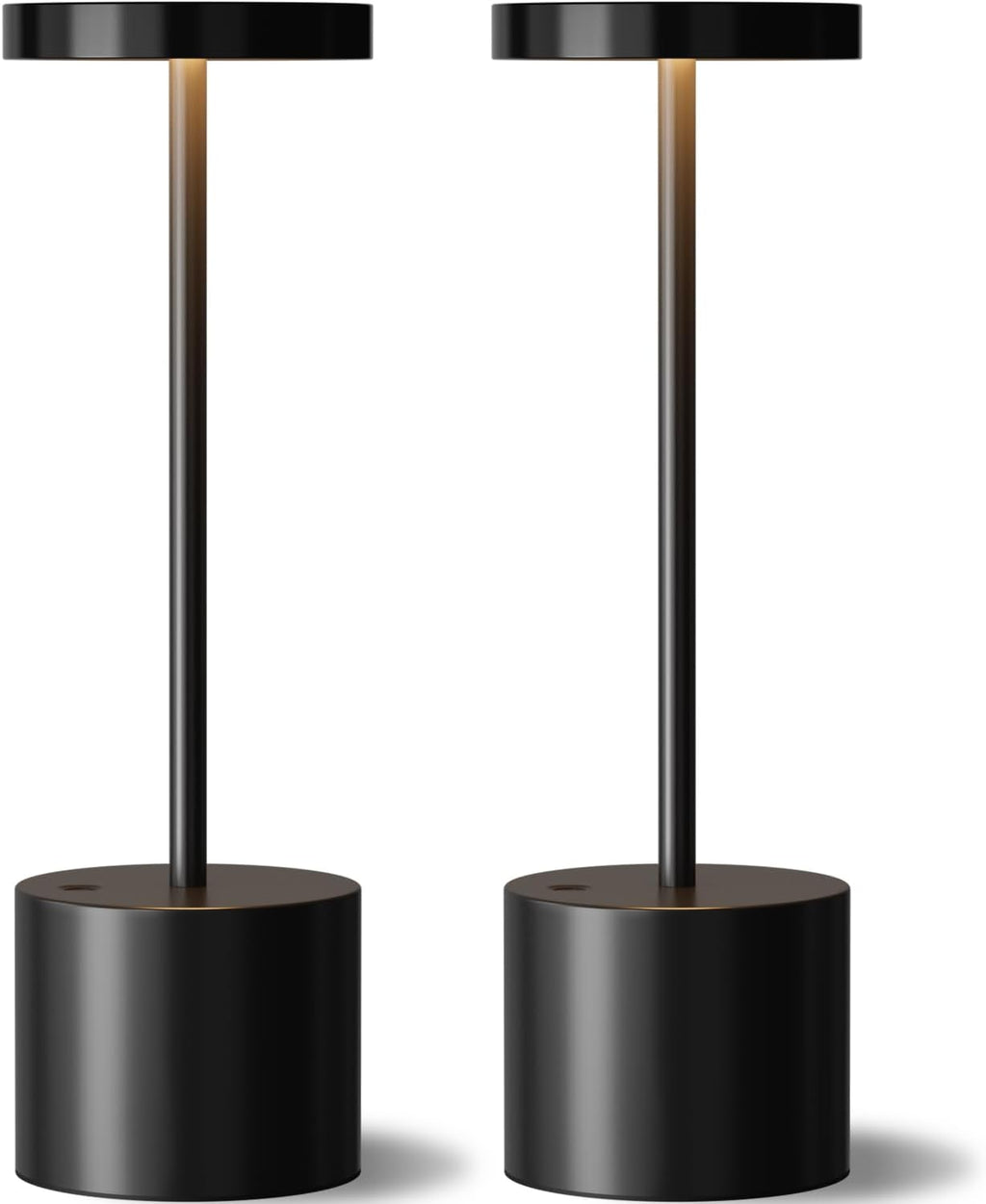 Black Cordless Table Lamp, 4000mAh Rechargeable Battery Powered Lamps, 3 Color Stepless Dimming, LED Wireless Outdoor Lamps for Dining Room, Bedroom, Bar, Cafe, Restaurant, Patio, Camping, Set of 2