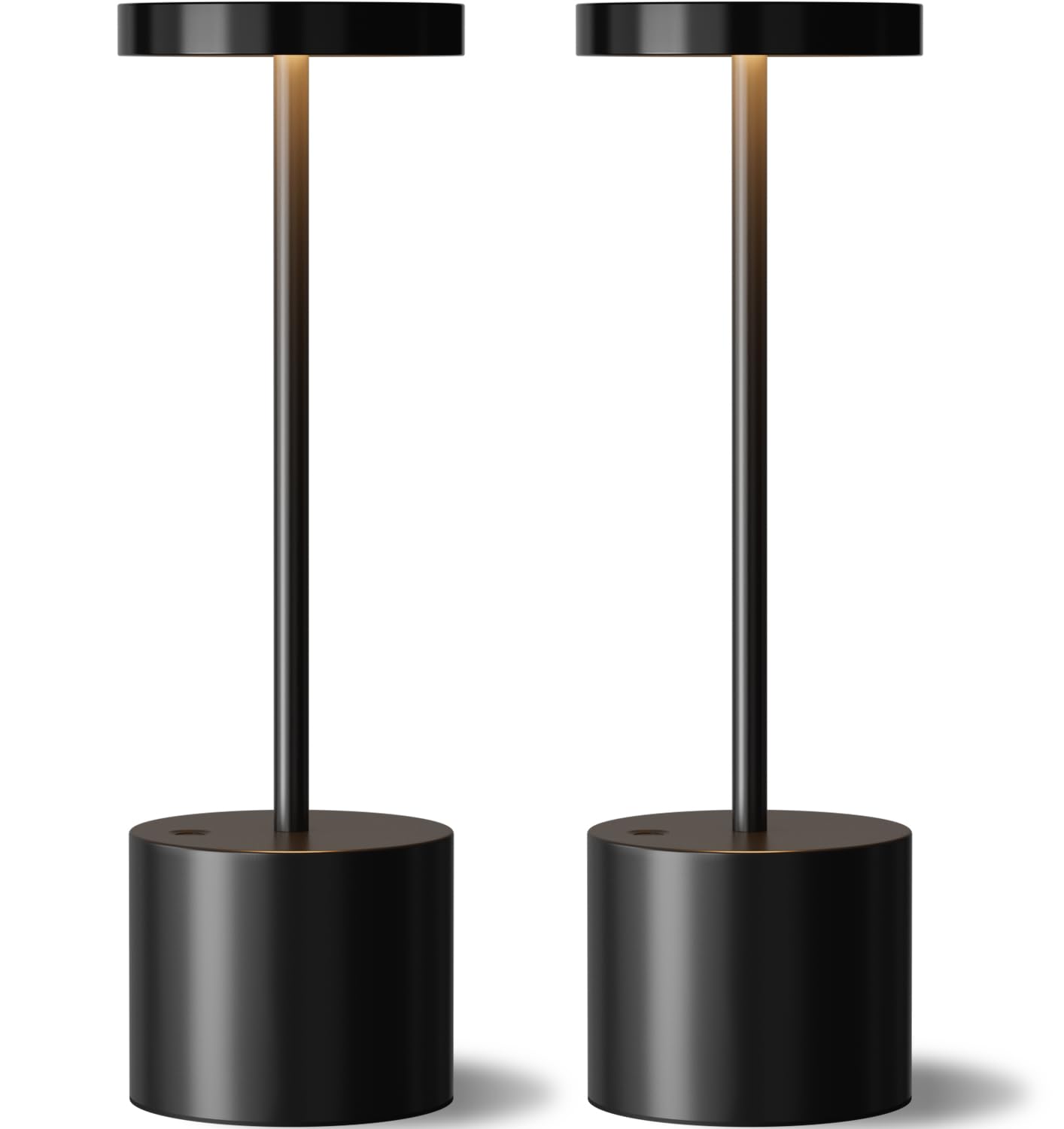 Black Cordless Table Lamp, 4000mAh Rechargeable Battery Powered Lamps, 3 Color Stepless Dimming, LED Wireless Outdoor Lamps for Dining Room, Bedroom, Bar, Cafe, Restaurant, Patio, Camping, Set of 2