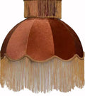 Caramel-colored velvet fringe lampshade 7.8" Top x 17.7" Bottom x 13.4" High x 15 Slant"- Large Dome with Scalloped Edge & Fringe Tassels, for Table/Floor Lamps (1, Caramel, Large)