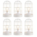 JHY DESIGN 10” Vintage Metal Cage Table Lamp, Battery Operated Cordless LED Decorative Lantern, Rustic Brown Sand Finish Lamp for Bedroom Living Room Kitchen Patio Wedding Home Decor (Black)