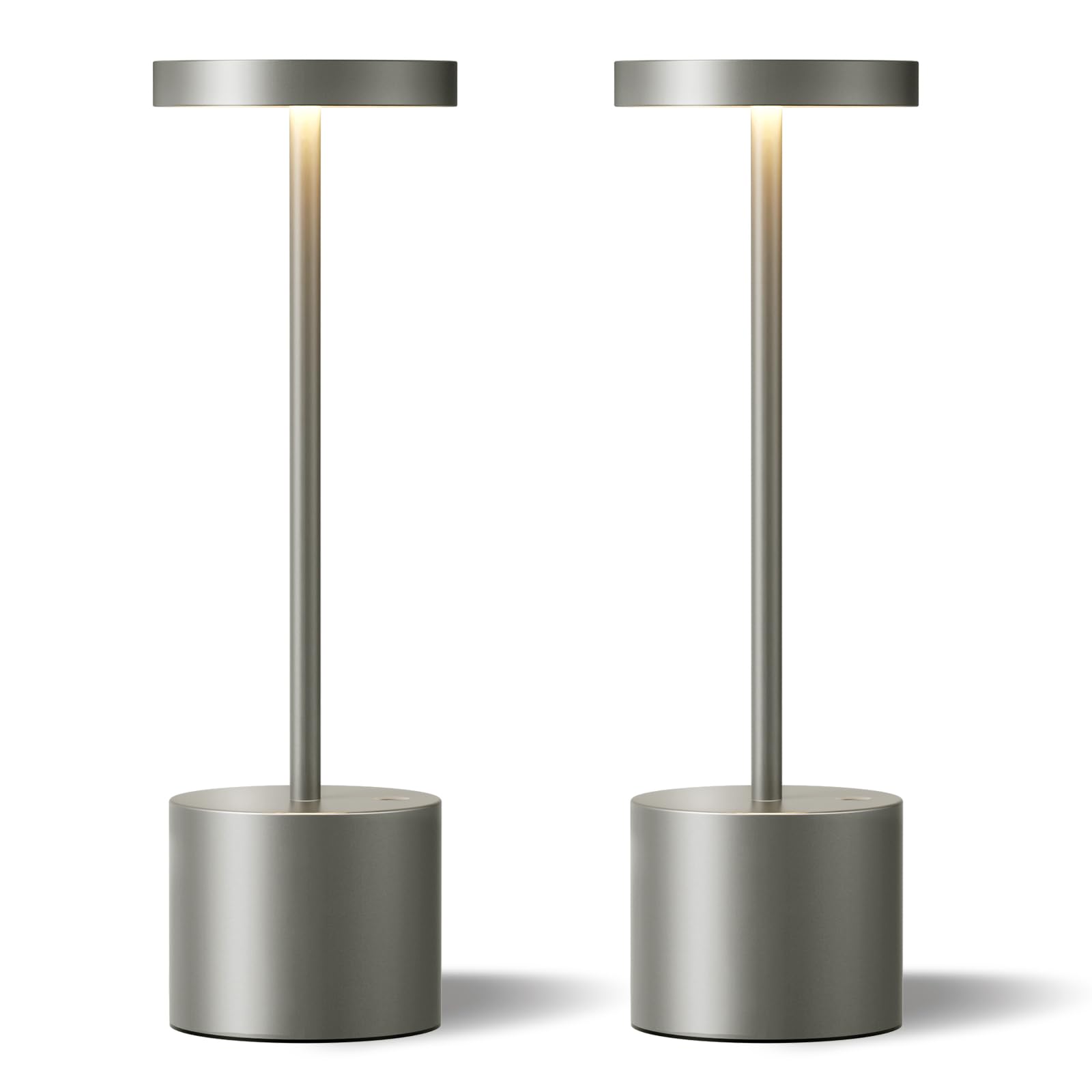 Black Cordless Table Lamp, 4000mAh Rechargeable Battery Powered Lamps, 3 Color Stepless Dimming, LED Wireless Outdoor Lamps for Dining Room, Bedroom, Bar, Cafe, Restaurant, Patio, Camping, Set of 2