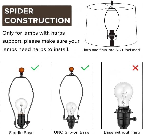 GOSO Tall Drum Velvet Black Lamp Shades Set of 2- Lampshades for Table Lamps-10 * 10 * 10 inch (Spider) Small Drum Shade-Modern Lampshade-DIY Shade-Replacement,Easy Assembly-Handcraft-Rustic