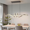 Modern Ceiling Pendant Light,47in LED Black Linear Ceiling Chandelier Light Dining Room,Living Room,Warm & Cool, Neutral Light,Aluminum Island Lighting Hanging Pendant Light for Kitchen
