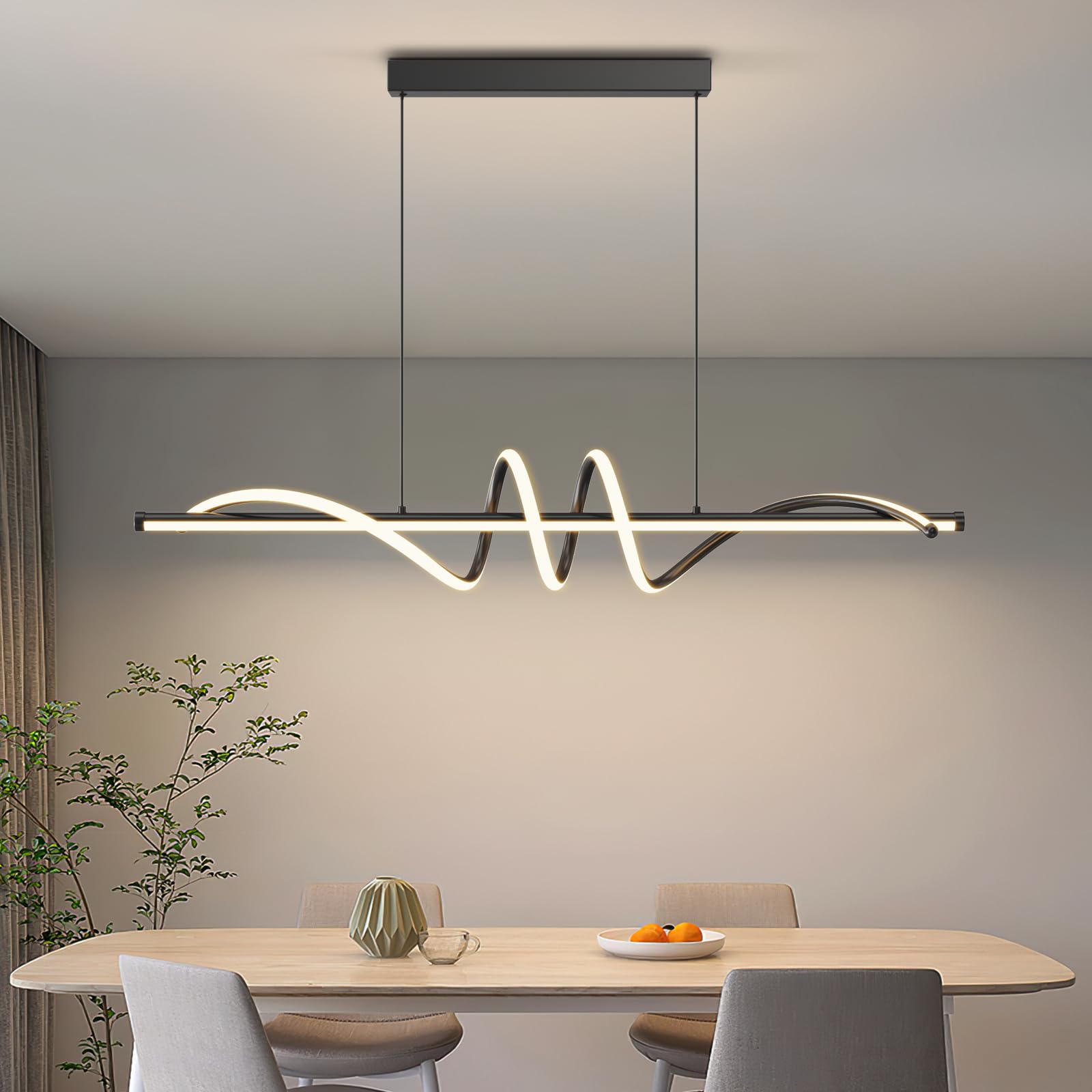 LED Linear Pendant Lights, 47in Island Lighting Fixture 3000k-6000K Dimmable, Chandelier Lamp for Kitchen Dining Room Pool Table Office Bar Garage Workbench