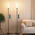 Ambimall LED Floor Lamp with Remote Control, 65" Standing lamp with Stepless Adjustable 3000K-6500K Colors & 30-100% Brightness, Foot Switch(Black)