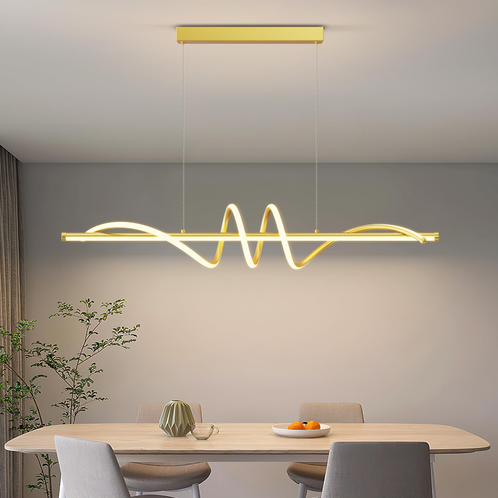 LED Linear Pendant Lights, 47in Island Lighting Fixture 3000k-6000K Dimmable, Chandelier Lamp for Kitchen Dining Room Pool Table Office Bar Garage Workbench