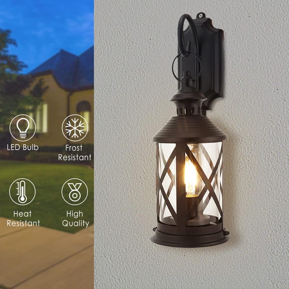 TRIROCKS Battery Powered Metal Lamp 10'' Tall Decorative Cordless Table Lamps LED Edison Lights Hanging Lamps with Metal Hook for Home Decor Patio Garden Wedding Parties Indoor Outdoor(Black)