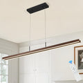 Modern LED Linear Pendant Lights 52 inch LED Chandelier Lighting for Home Office Black and Wood Dining Room Hanging Light Fixture Modern Dimmable Kitchen Island Lighting