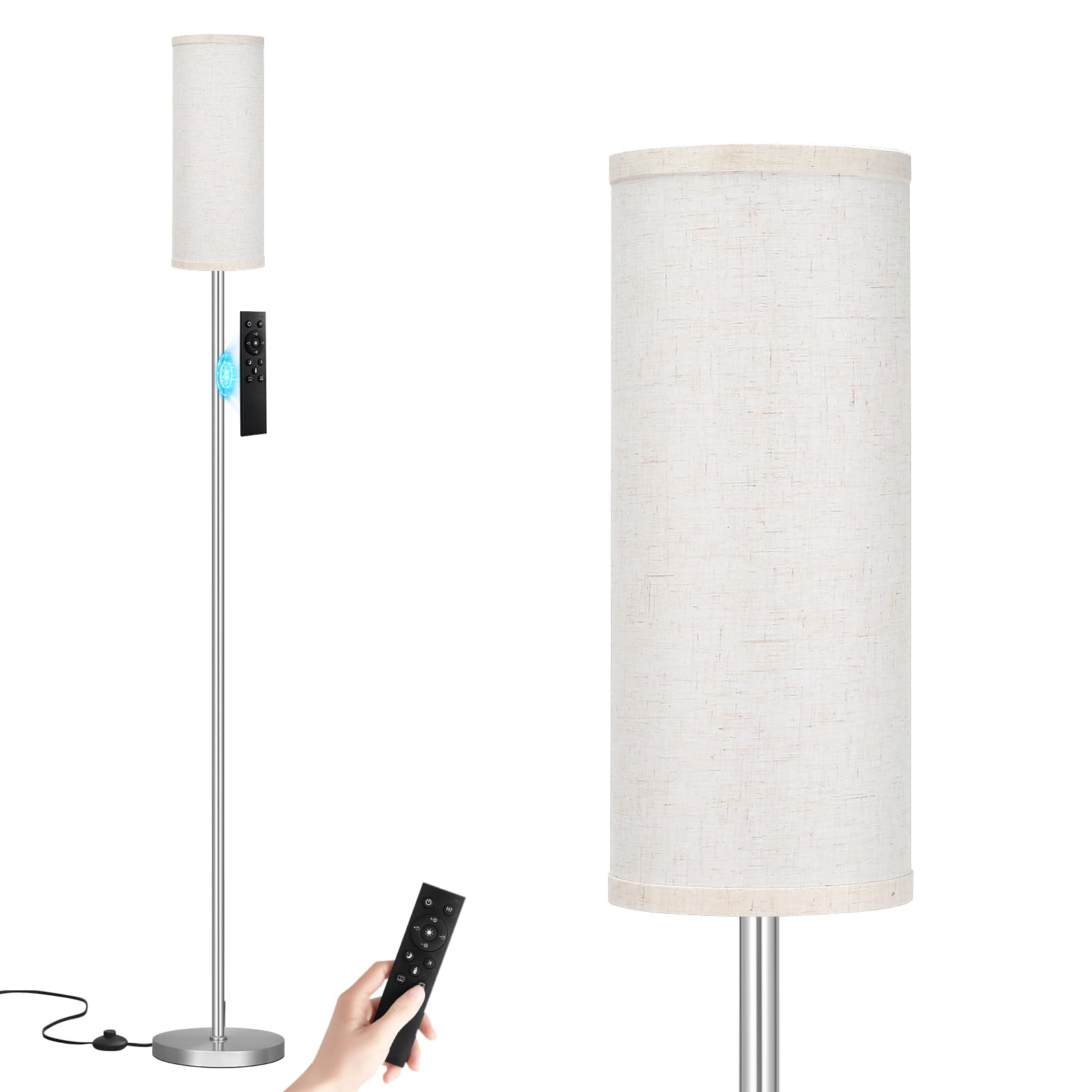 64 Inch Floor Lamp, Stepless Dimmable with Remote, 9W Bulb for Home Office