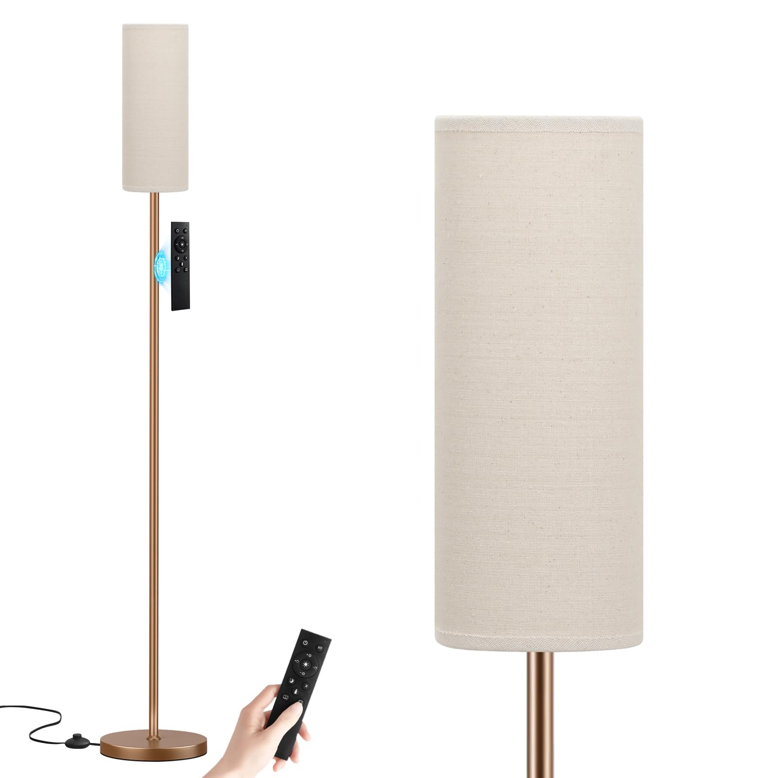 64 Inch Floor Lamp, Stepless Dimmable with Remote, 9W Bulb for Home Office