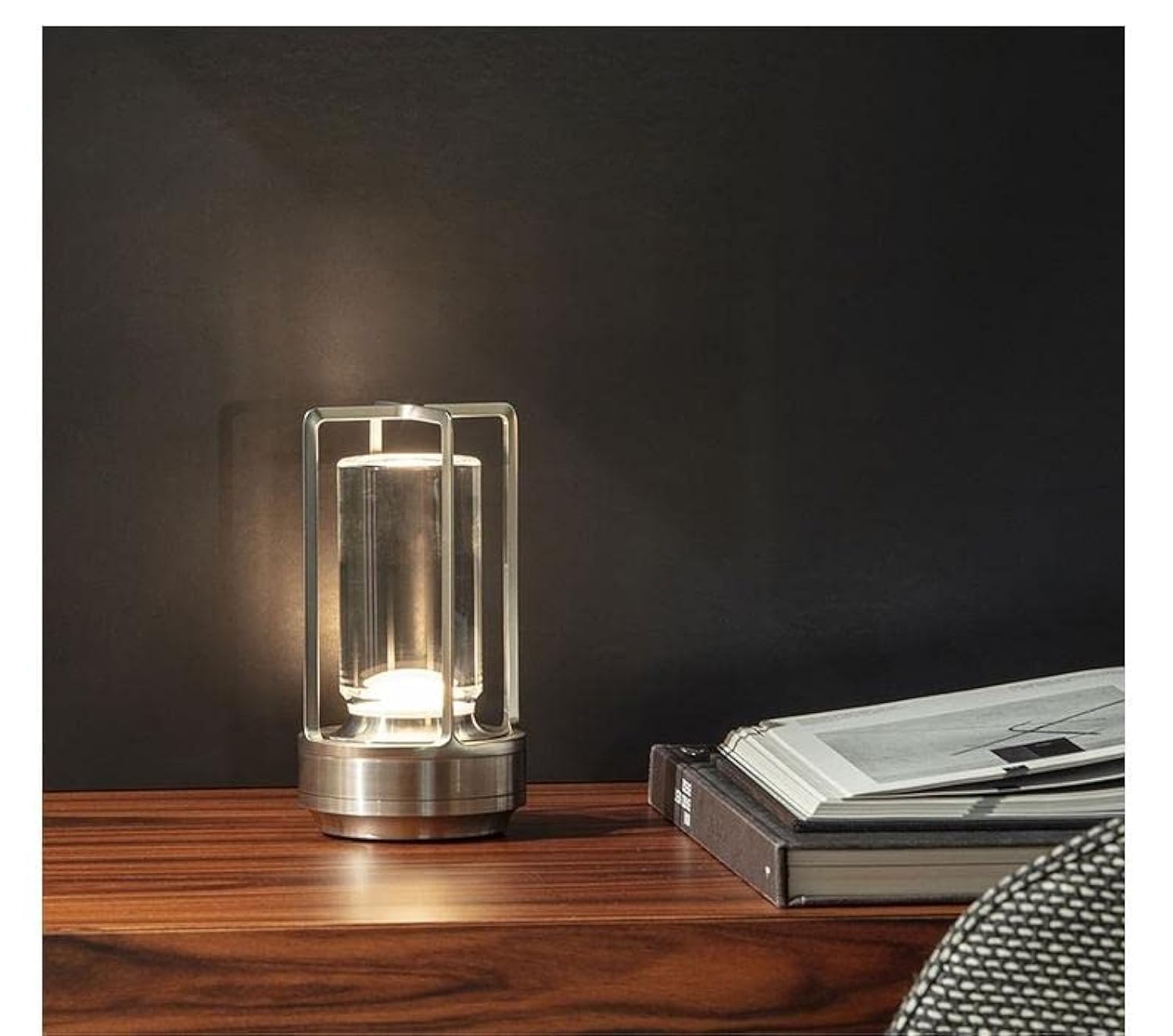 HAPYGI Portable Metal Table Lamp for Indoor/Outdoor,Rechargeable Cordless LED Lamp, 3-Colour Infinitely Dimming Battery Powered Small Desk Lamp, Restaurant/Bedroom/Bar/Coffee/Camping Light (Black)