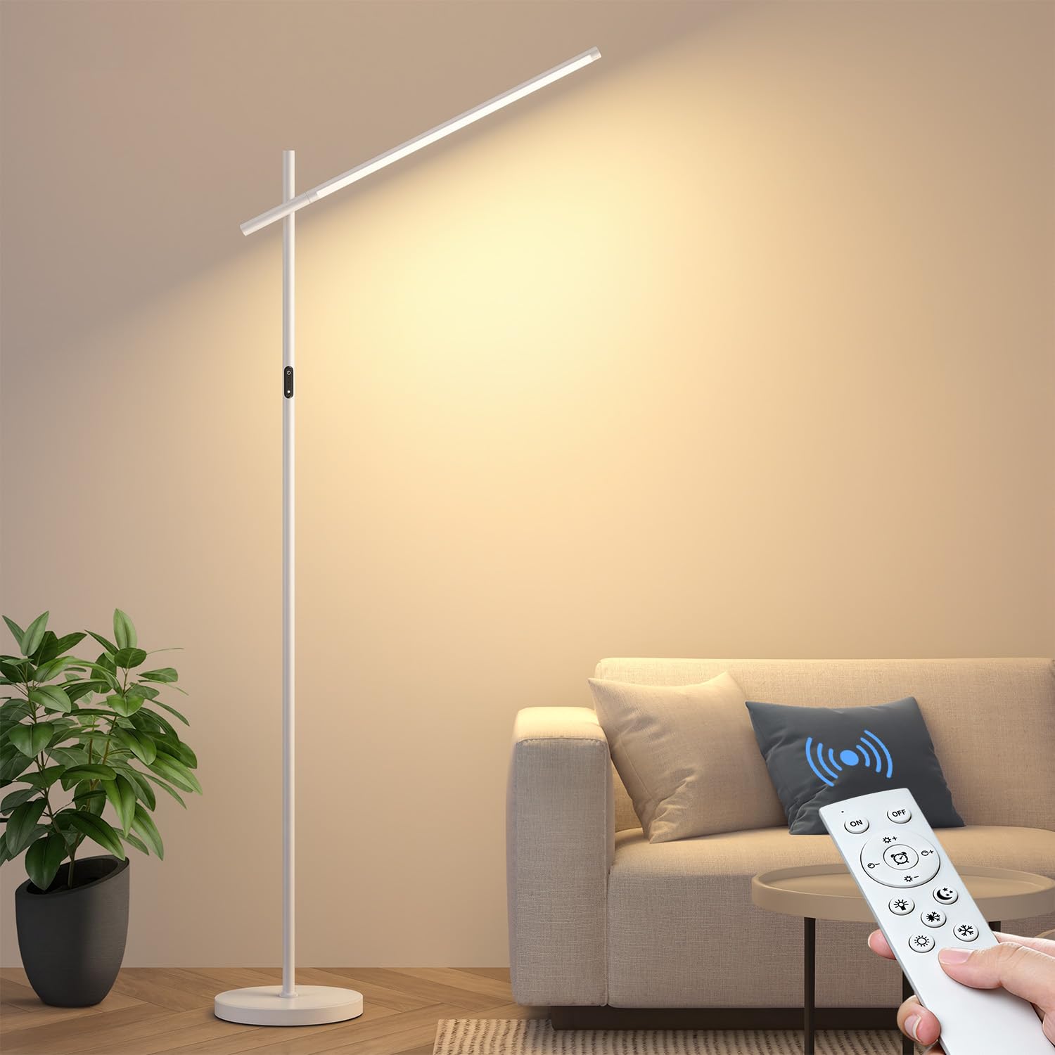 LED Corner Floor Lamp, 360°Rotating Head, Super Bright 1800LM Dimmable Minimalist Floor Lamps with Remote Control,3000K-6000K Modern Corner Light,67" Tall Standing Lamp for Living Room,Bedroom,Office