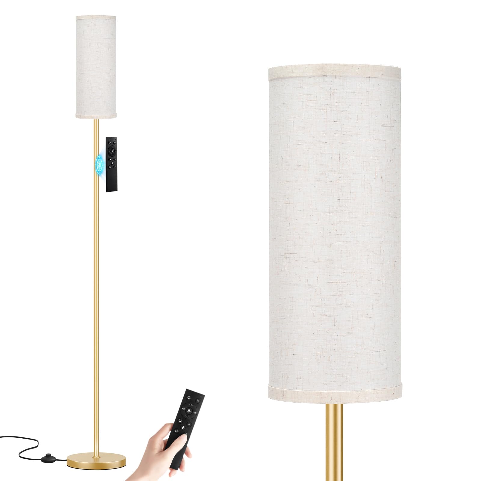 64 Inch Floor Lamp, Stepless Dimmable with Remote, 9W Bulb for Home Office