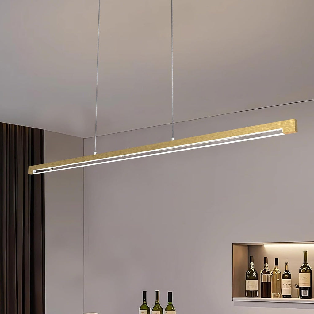 54" Linear Pendant Light Aluminum, 40W Gold Dimmable Kitchen Island Lighting with Remote & App Control, Adjustable CCT (3000K-6000K), Modern Chandelier for Home Office Dining Room Study