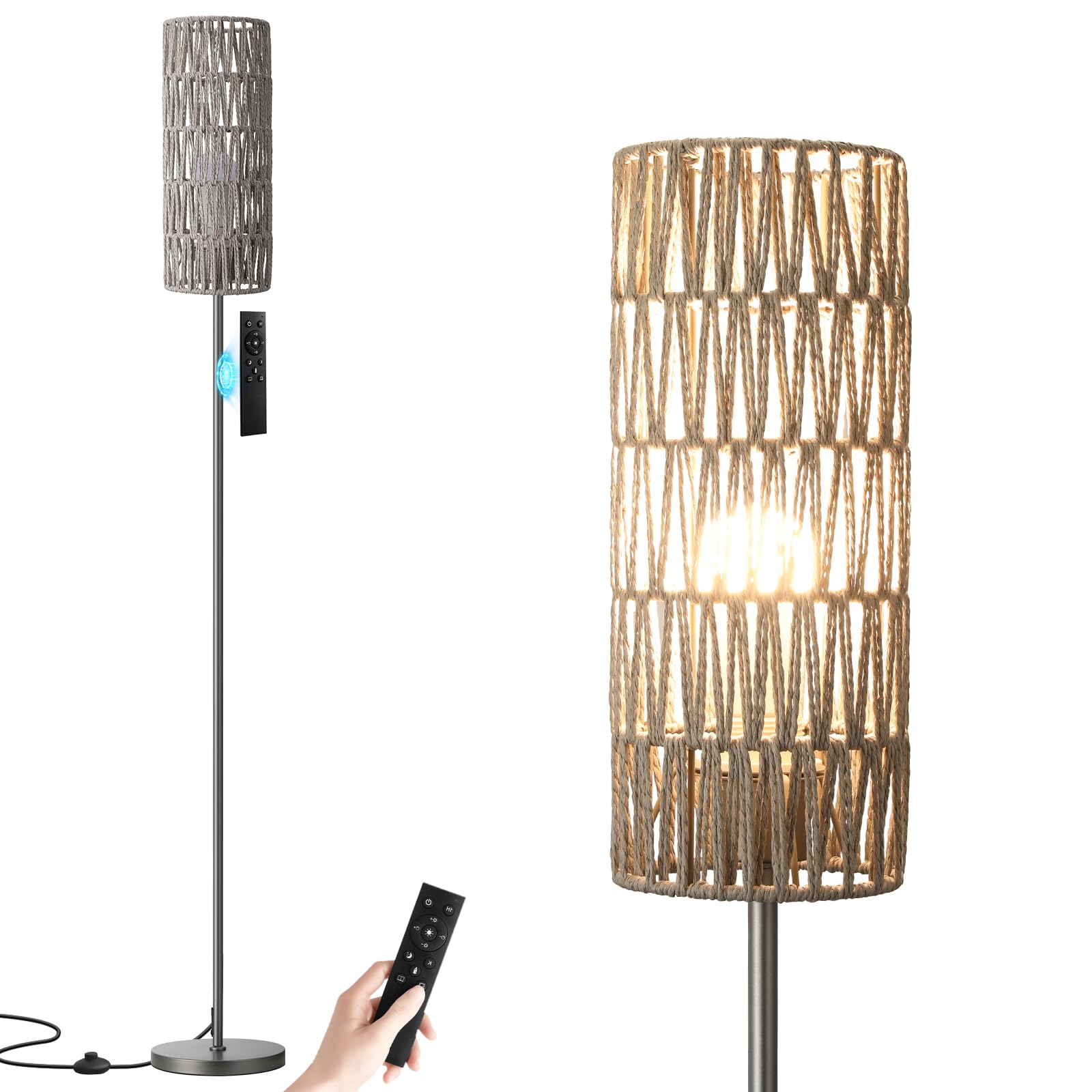 64 Inch Floor Lamp, Stepless Dimmable with Remote, 9W Bulb for Home Office
