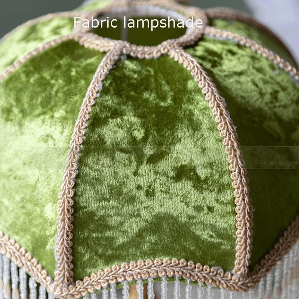 Table Lamp Retro LED Table Lamp, Velvet Fabric Lampshade Desk Lamp with Beaded Tassel Design, Bedroom Bedside Decoration Reading Lamp Home (Color : Dimming)
