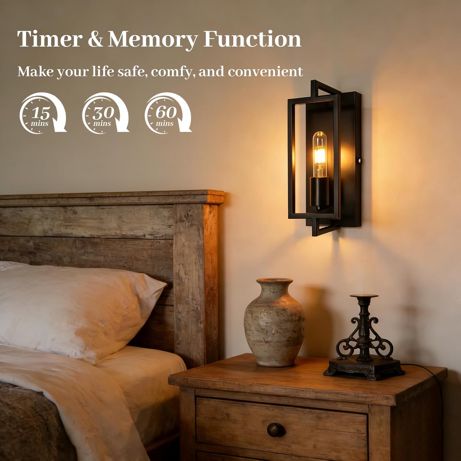 Vintage Battery Operated Wall Lights with Remote Control, Dimmable Wall Sconce Faux Candle Holder Design No Wire Easy Install, Rechargeable Wall Lamp for Living Room Bedroom Hallway Farmhouse