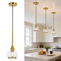 Kitchen Island Linear Pendant Light, 3-Light Gold Dining Room Chandelier with Clear Glass Globe Shades, Modern Linear Lighting Fixture Over Table