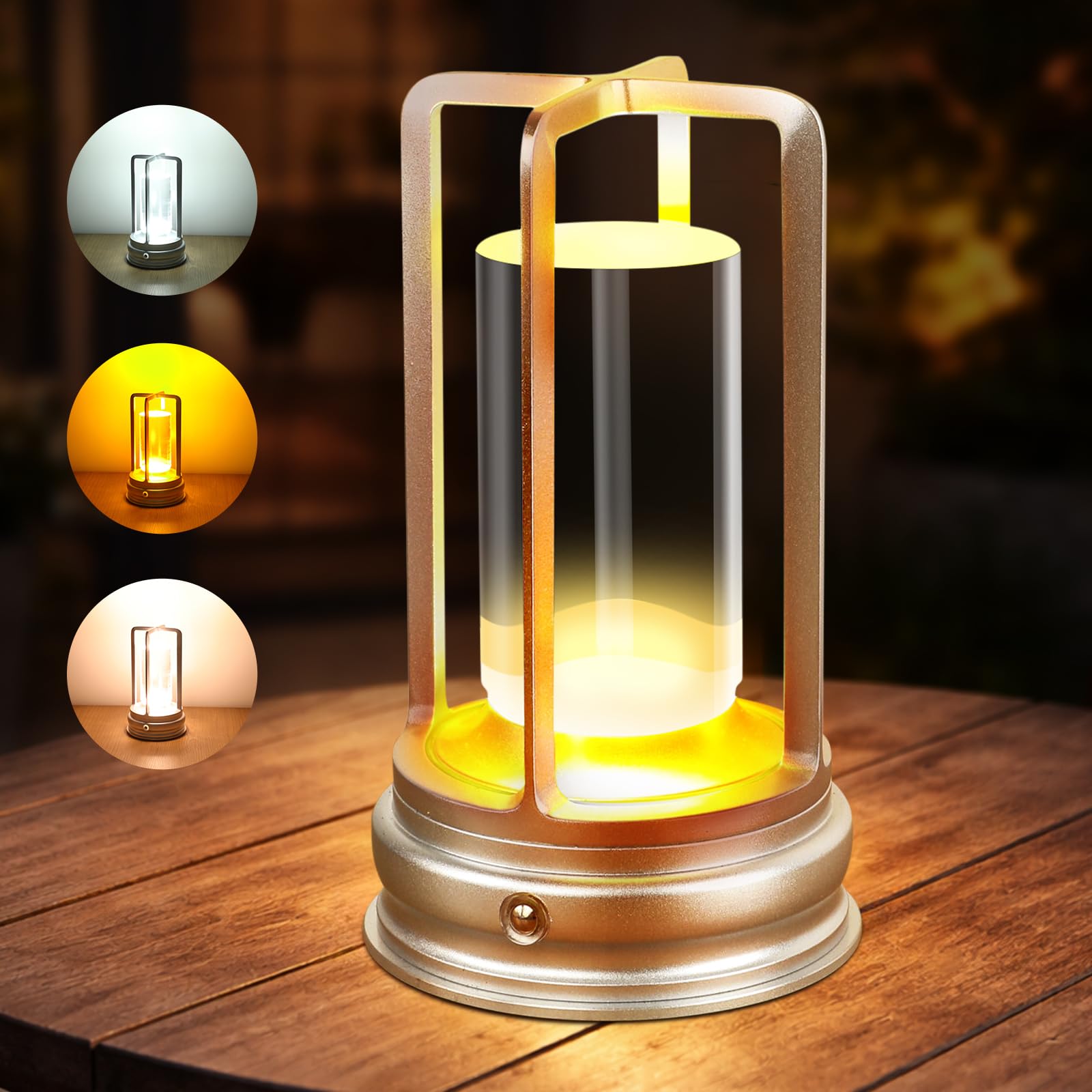 Portable Cordless Table Lamp - 2-Pack Rechargeable Table Lamp - Touch Control Lamp with 2000mAh Battery, 3000K Stepless Dimming Wireless Lamp for Bedroom, Dining Table, Counter & Living Room, Black