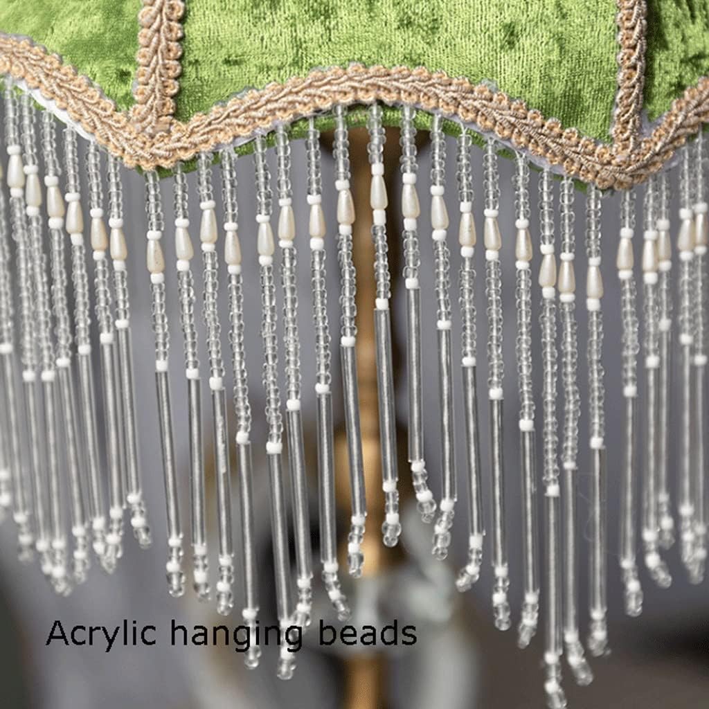 Table Lamp Retro LED Table Lamp, Velvet Fabric Lampshade Desk Lamp with Beaded Tassel Design, Bedroom Bedside Decoration Reading Lamp Home (Color : Dimming)