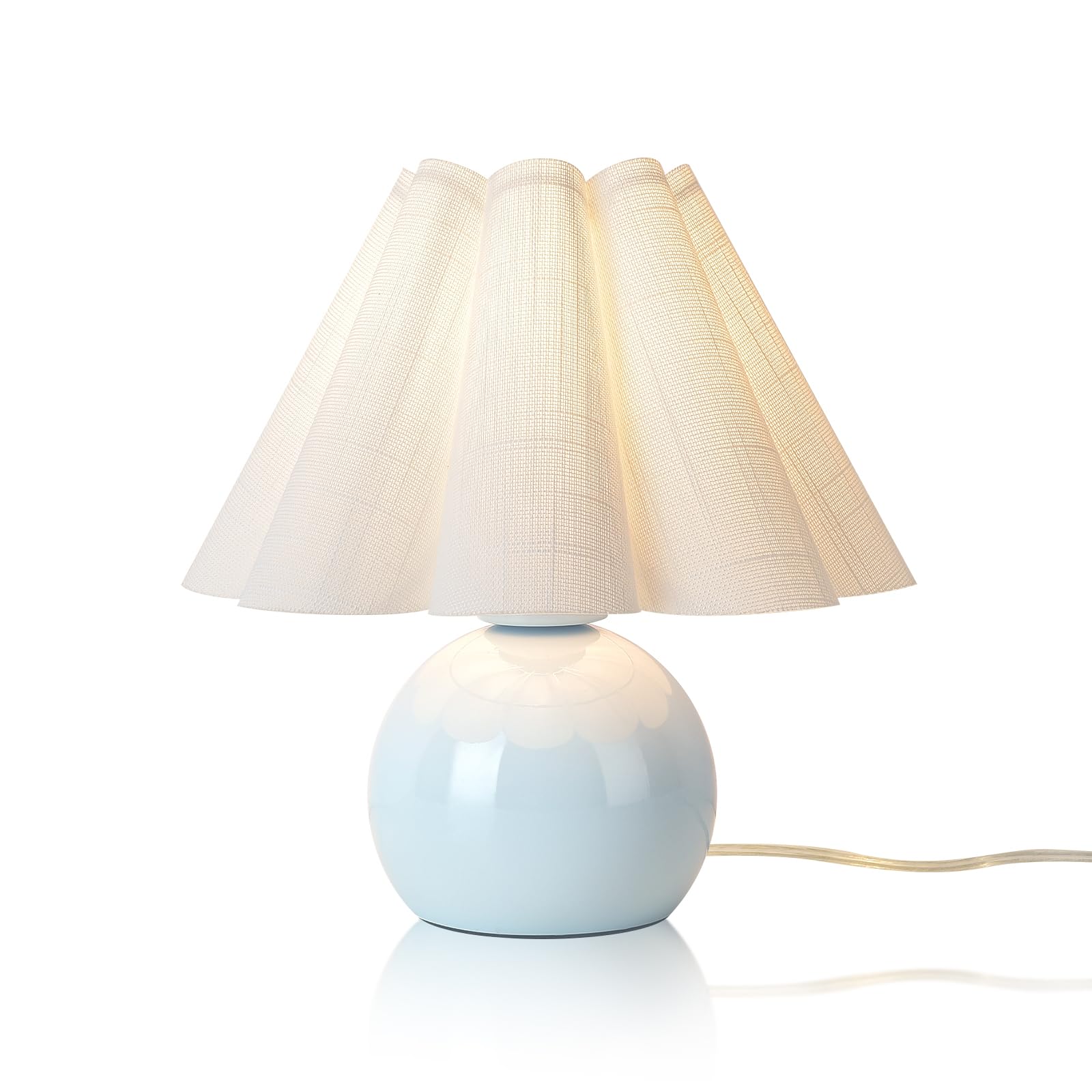 Brass Gold Small Bedside Lamp, Scalloped Shade Table Lamp for Bedroom Living Room