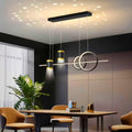 Modern Dimmable Desk Linear Pendant Light, with Remote 3 Color Mode & Brightness Ring Chandelier, 47 in Dining Room Ceiling Lamp Fixture, Gold Restaurant Kitchen Long Hose Lamp