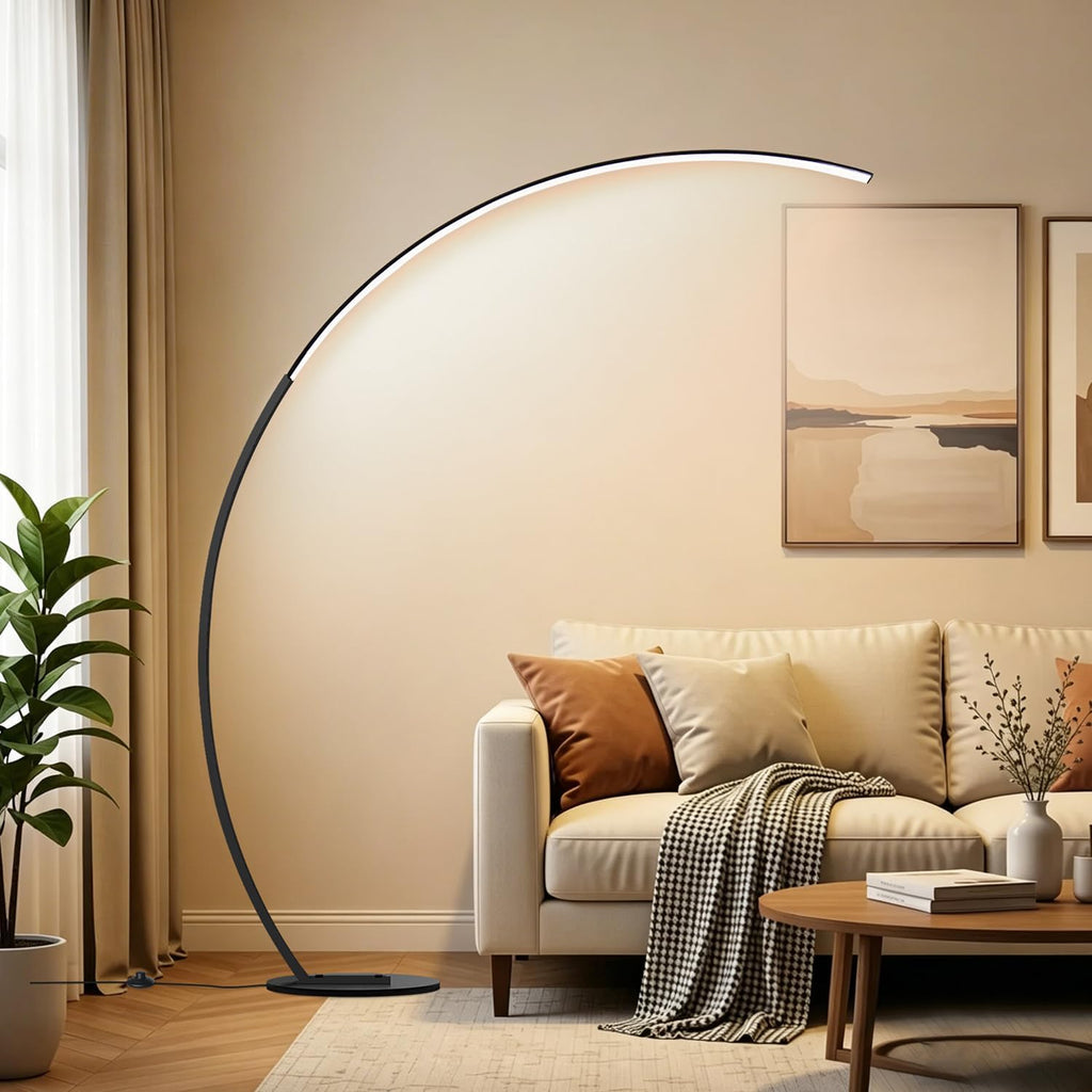 Modern LED Arc Standing Lamp, 2000LM 3 Colors Dimmable with Remote