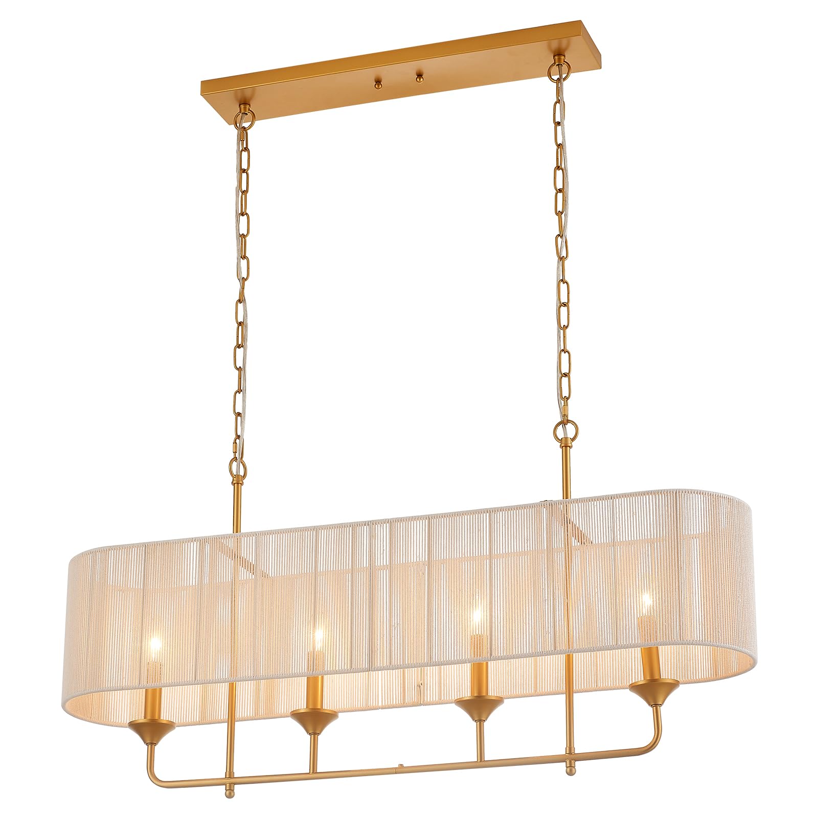 42” Hand Woven Rattan Pendant Light Linear Large Island Light Boho Chandelier for Dining Room Kitchen Island Living Room, UL Listed