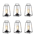 JHY DESIGN Retro Style Geometric Table Lamp 12''H Simple Iron Art Cordless Lamp Battery Operated Cage Wireless Light with 6-Hours Timer for Balcony Wedding Parties Indoor Outdoor(Tall, Black)