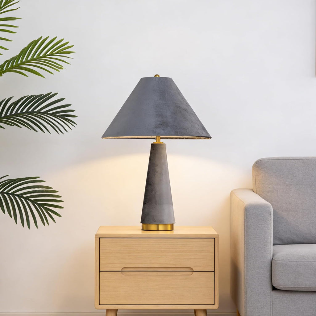TOCHIC Table Lamp Modern, Mid Century Table Lamps for Bedroom, Bedside Single Table Lamp for Living Room, Entry Lamp with Velvet Lamp Shades,Vintage Desk Lamp for Kids Room, Office, Study Room