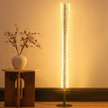 LED Dimmable Floor Lamp with Remote & Foot Switch, 2700–6000K Adjustable Color Temperature & Stepless Dimming, Slim Linear Tube Tall Standing Lamp, Modern Black Corner Lamp for Living Room Bedroom