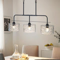 Brushed Gold 4-Light Linear Chandelier, Milk Glass Globe Dining Room Light