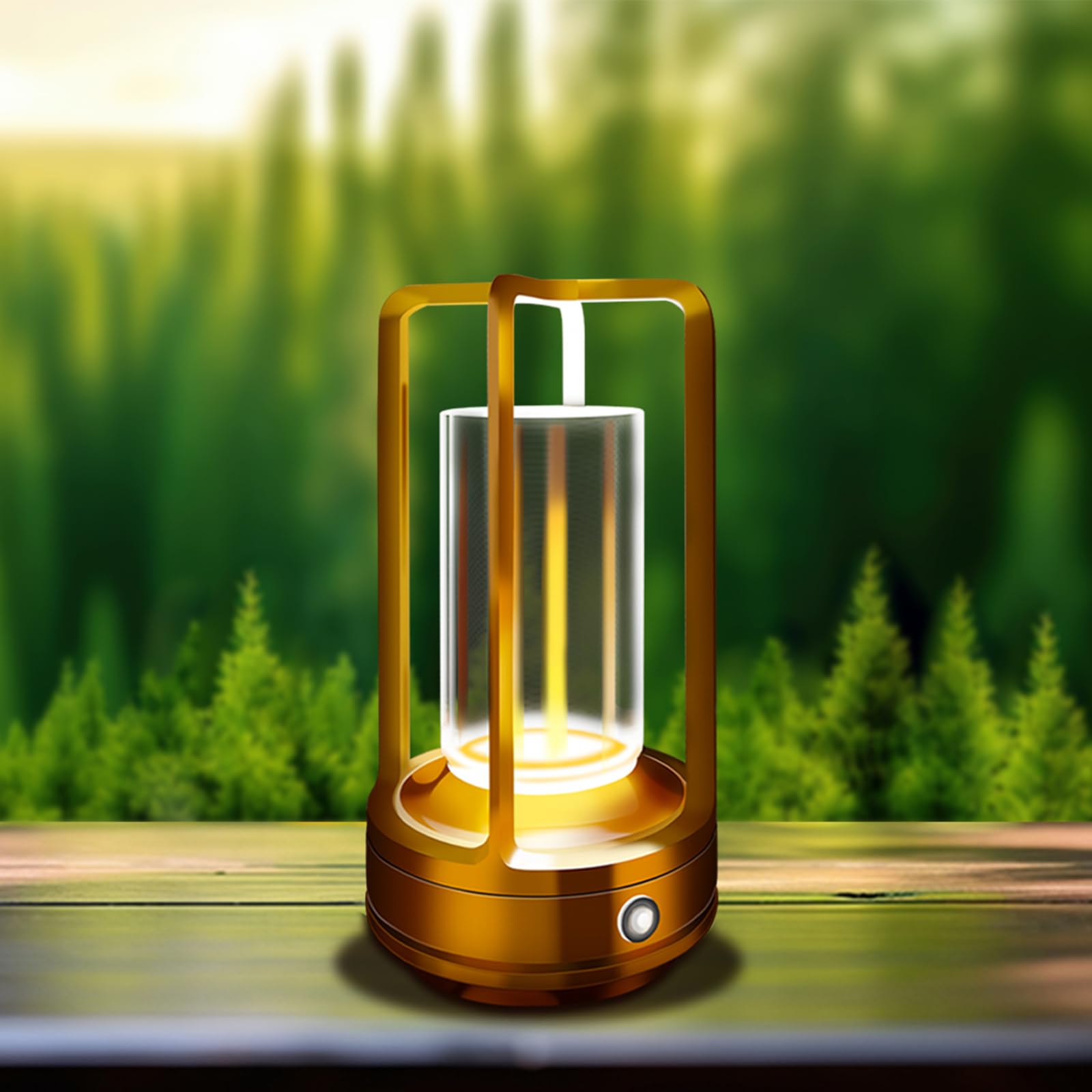 Portable Metal Table Lamp, 4000 mAh Outdoor Table Lights Rechargeable, 3 Color Stepless Dimmable Battery Operated Lamp for Patio, Camping, Bar Samll Desk Lamp for Indoor/ Outdoor (Black)