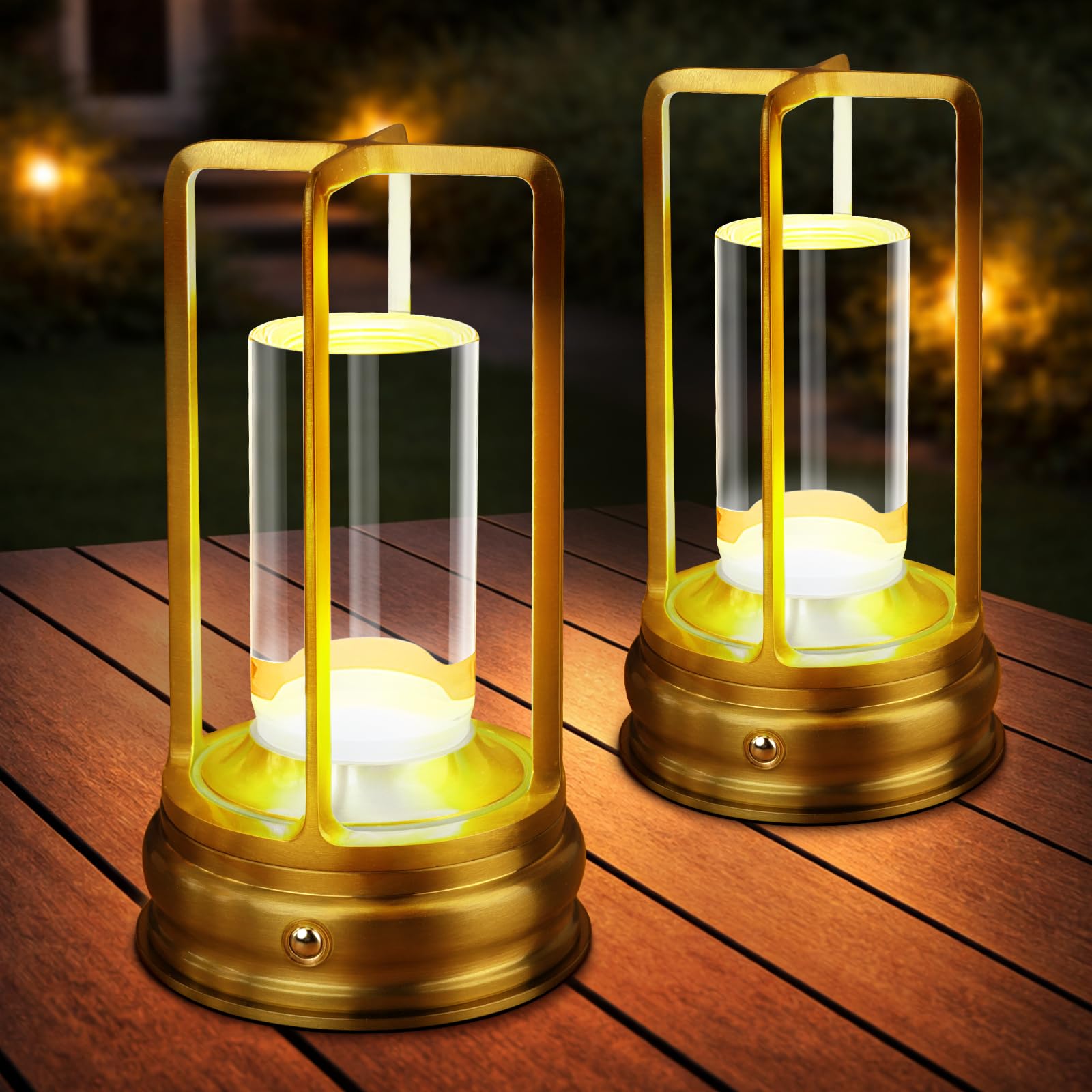 Portable Cordless Table Lamp - 2-Pack Rechargeable Table Lamp - Touch Control Lamp with 2000mAh Battery, 3000K Stepless Dimming Wireless Lamp for Bedroom, Dining Table, Counter & Living Room, Black