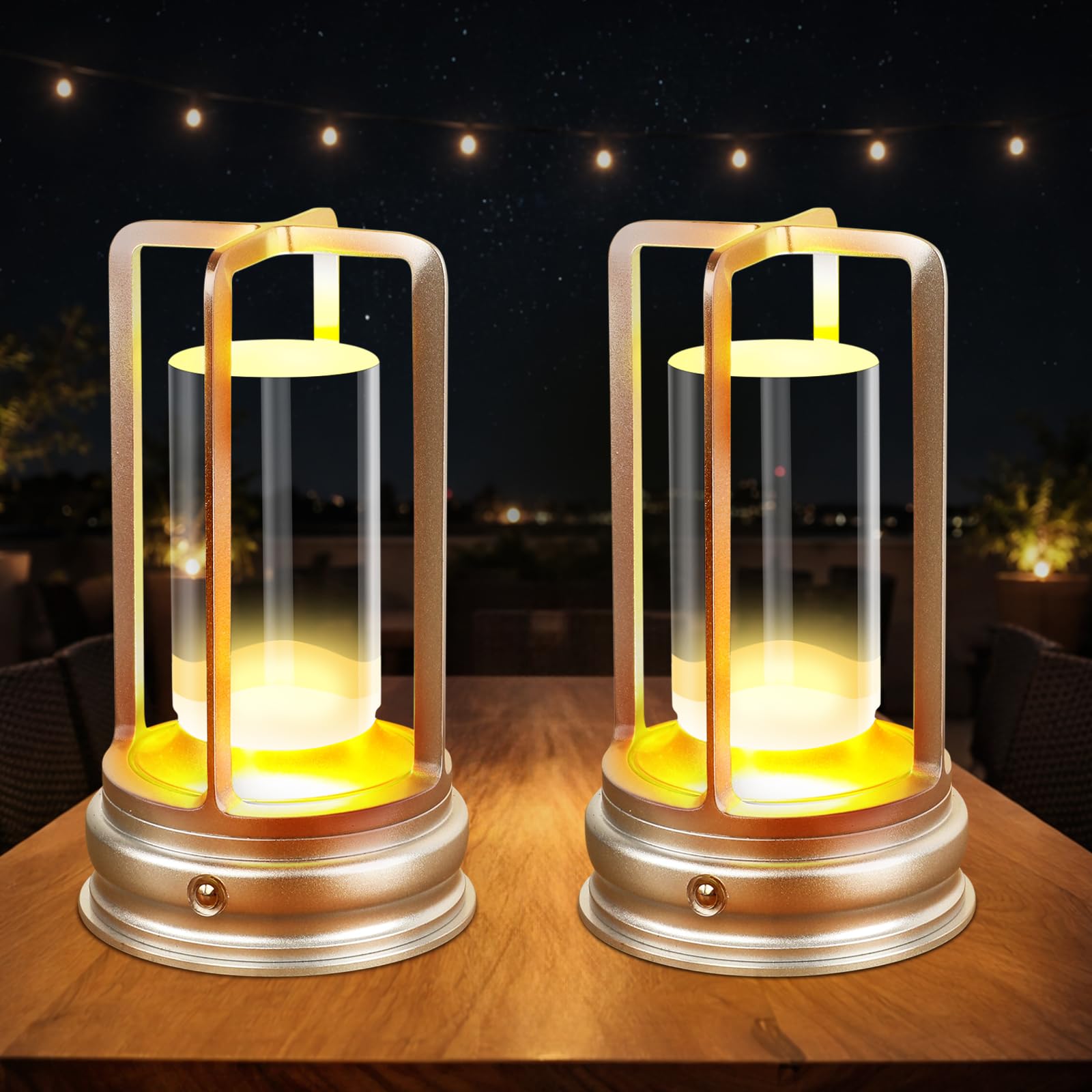 Portable Cordless Table Lamp - 2-Pack Rechargeable Table Lamp - Touch Control Lamp with 2000mAh Battery, 3000K Stepless Dimming Wireless Lamp for Bedroom, Dining Table, Counter & Living Room, Black