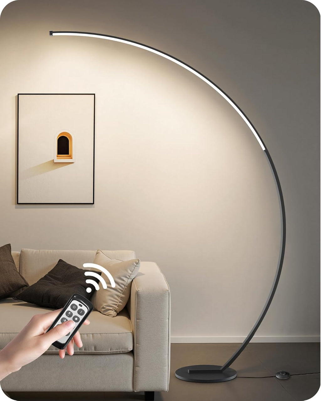 75" Dimmable LED Arc Floor Lamp | 3 Colors, Remote & Foot Control