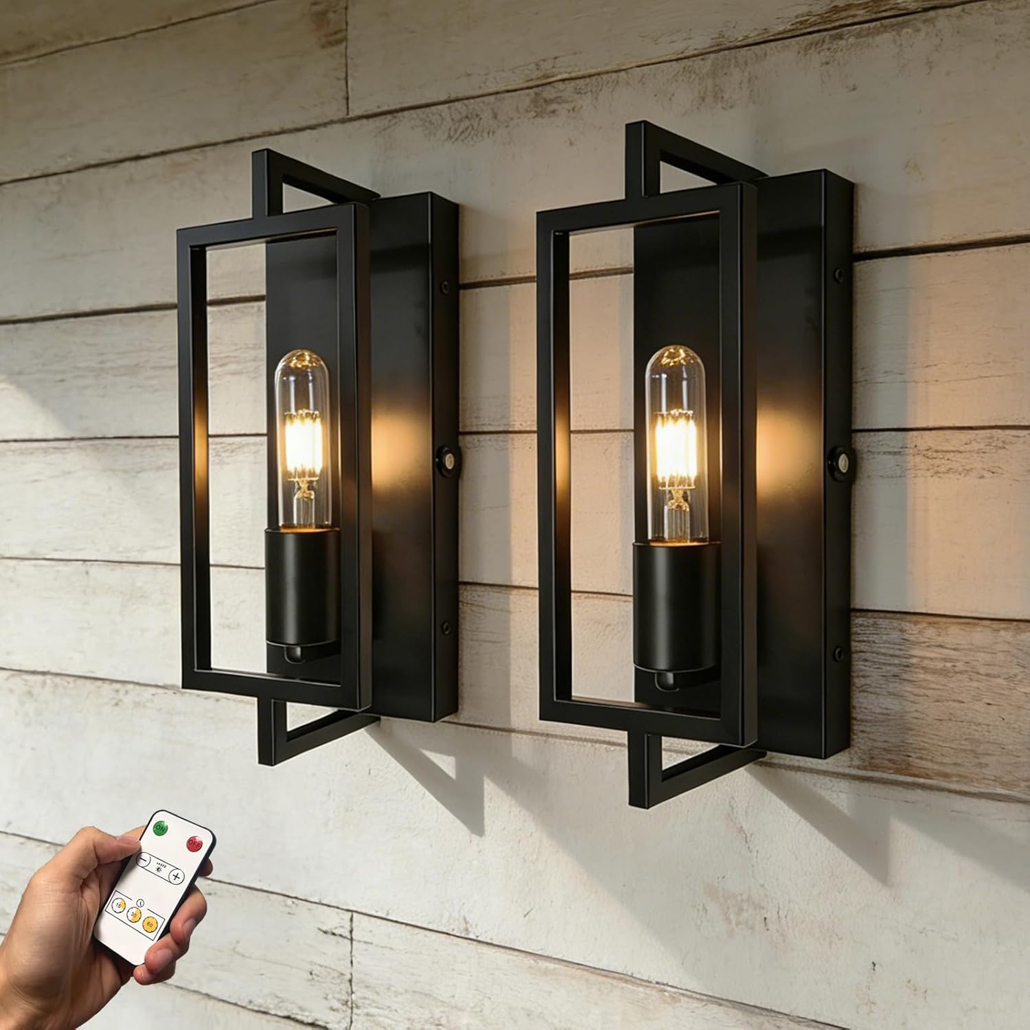 Vintage Battery Operated Wall Lights with Remote Control, Dimmable Wall Sconce Faux Candle Holder Design No Wire Easy Install, Rechargeable Wall Lamp for Living Room Bedroom Hallway Farmhouse