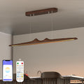 44" Wood Linear Pendant Light, LED Dimmable Island Lights for Kitchen with Remote & APP Control, 30W Adjustable CCT (3000K-6000K) for Dining Room Kitchen Island Bar