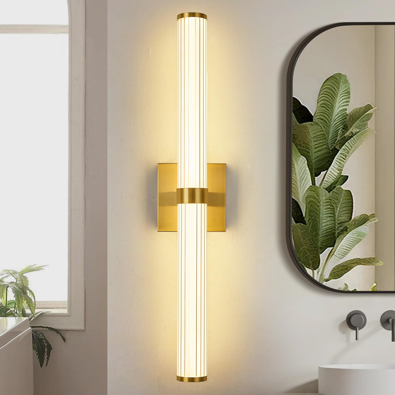 Modern Linear Chandelier Gold Linear Pendant Light Fixture, LED Dimmable Island Chandelier for Kitchen Island Lighting, Dining Room, and Living Room, Over Table Easy to Install.