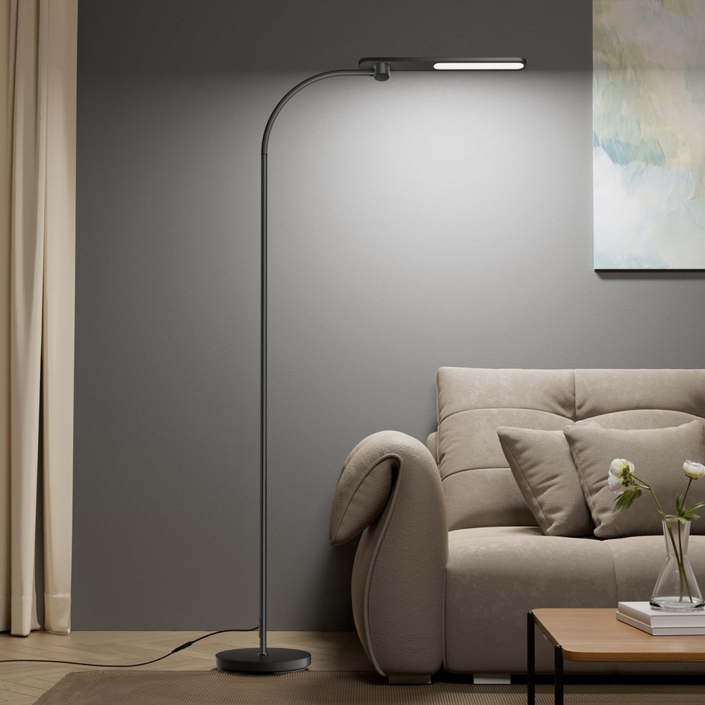 Honeywell LED Floor Lamp for Reading, CRI97 Full Spectrum Gooseneck Floor Lamp with Remote, Eye-Caring Dimmable Standing Task Light, 3 Color Temperatures, 77.5" Tall for Living Room Bedroom Office