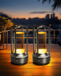 Set of 2 Cordless Table Lamps, LED Rechargeable Battery Operated Desk Lamps with 3 Color Stepless Dimmable, Small Light Portable for Outdoor Patio Bar Restaurants Bedroom Bedside (Gold)