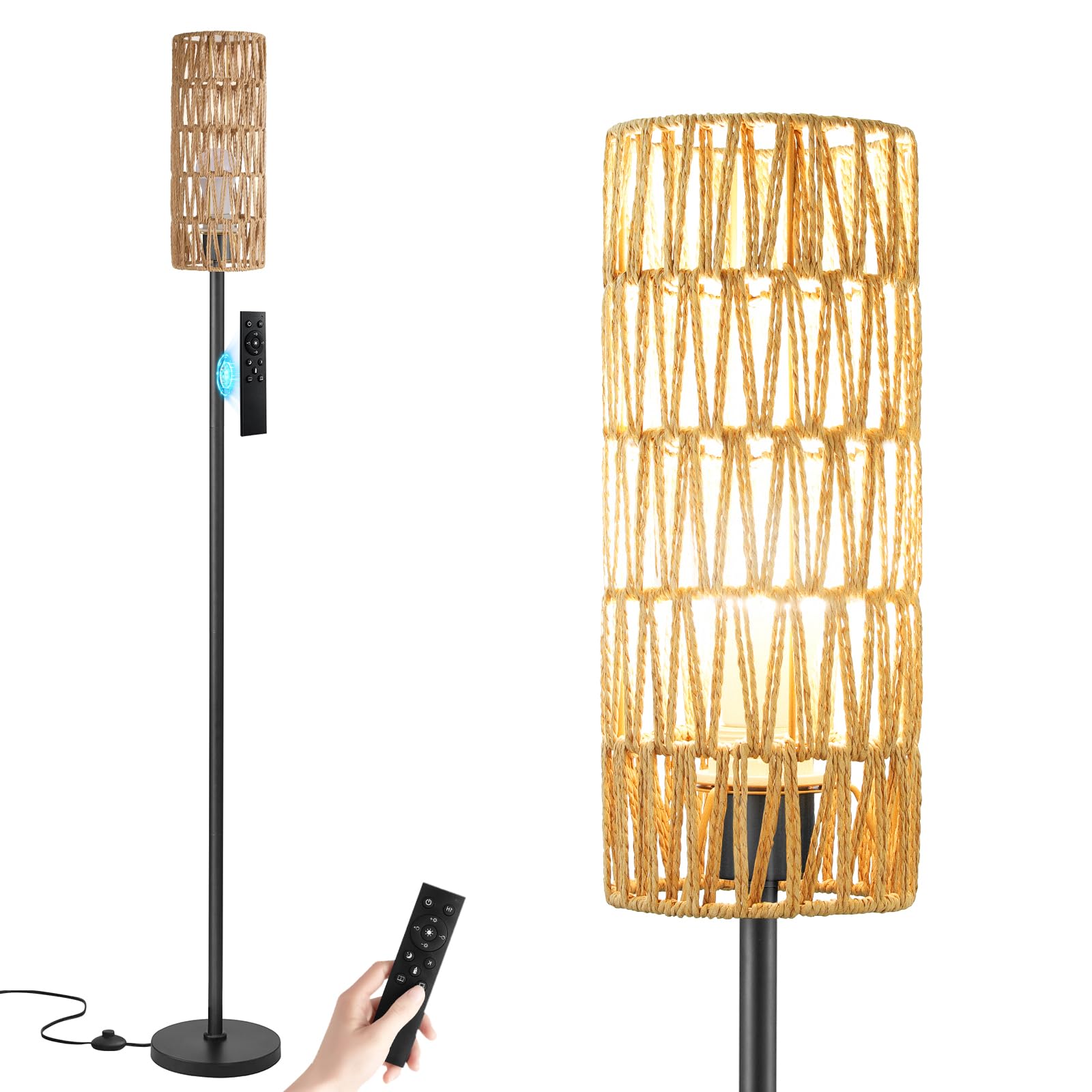 64 Inch Floor Lamp, Stepless Dimmable with Remote, 9W Bulb for Home Office