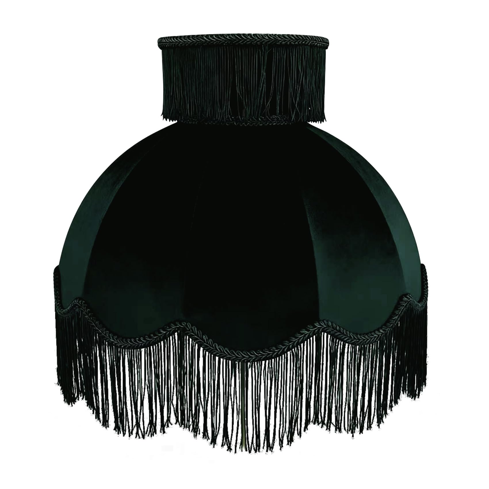 Caramel-colored velvet fringe lampshade 7.8" Top x 17.7" Bottom x 13.4" High x 15 Slant"- Large Dome with Scalloped Edge & Fringe Tassels, for Table/Floor Lamps (1, Caramel, Large)