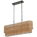 42” Hand Woven Rattan Pendant Light Linear Large Island Light Boho Chandelier for Dining Room Kitchen Island Living Room, UL Listed