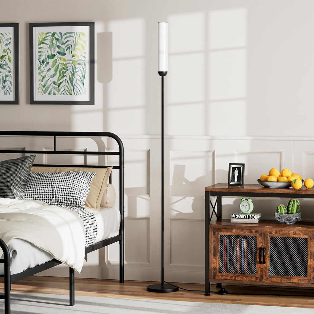 Ambimall LED Floor Lamp with Remote Control, 65" Standing lamp with Stepless Adjustable 3000K-6500K Colors & 30-100% Brightness, Foot Switch(Black)