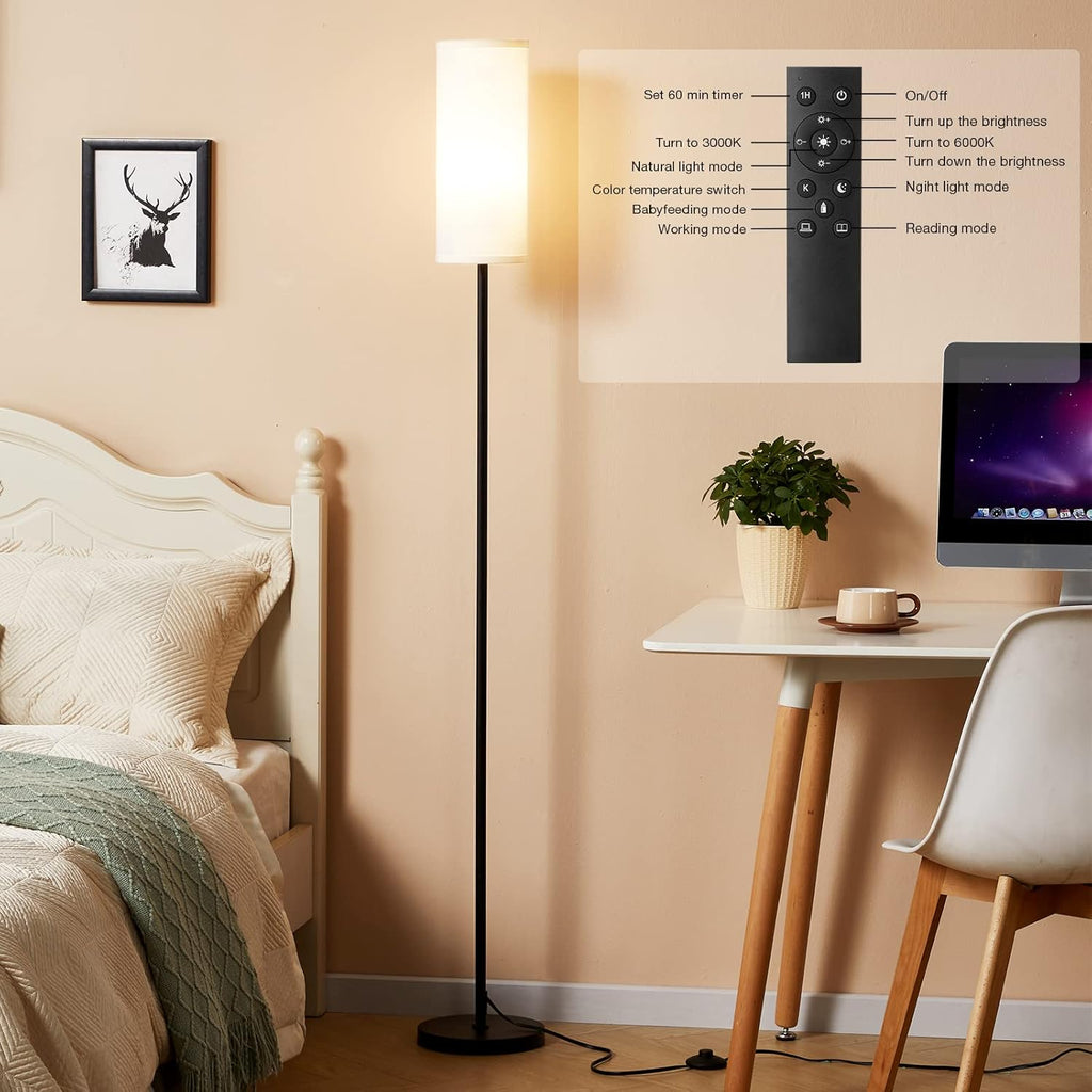 64 Inch Floor Lamp, Stepless Dimmable with Remote, 9W Bulb for Home Office